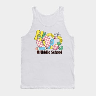 M Is For Middle School Teacher Groovy Back to School Tank Top